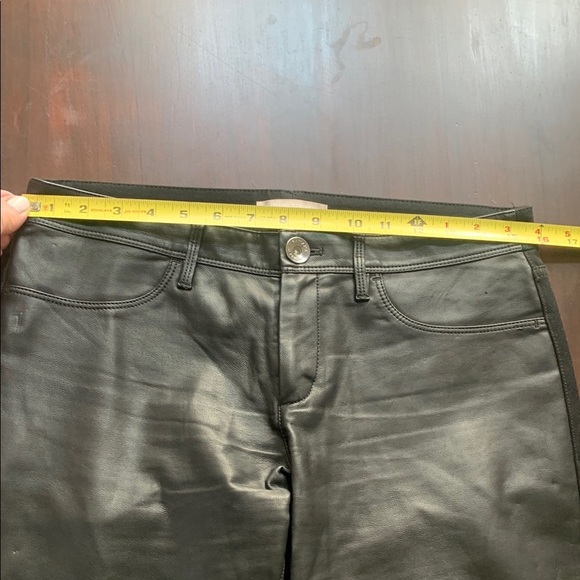 Banana Republic Sloan Front Faux Leather Front Zipper Ankle Black Skinny Pants - Picture 2 of 15